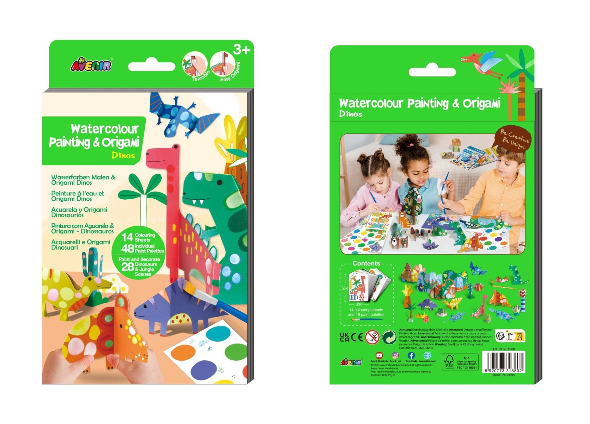 Avenir - Watercolour Painting & Origami Dinos